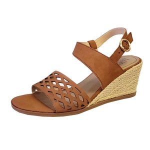 Women's Tan Wedge Sandals with Cutout Straps